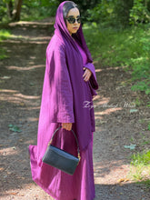 Load image into Gallery viewer, chikankari abaya-cotton abaya- purple abaya