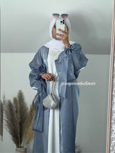 Load image into Gallery viewer, Grey-Blue Organza Abaya