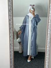 Load image into Gallery viewer, Grey-Blue Organza Abaya