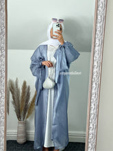 Load image into Gallery viewer, Grey-Blue Organza Abaya