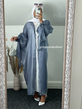 Load image into Gallery viewer, Grey-Blue Organza Abaya