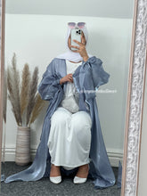 Load image into Gallery viewer, Grey-Blue Organza Abaya