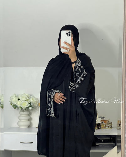 Luxury black abaya with pockets 