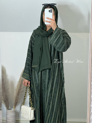 luxury abaya in rifle green