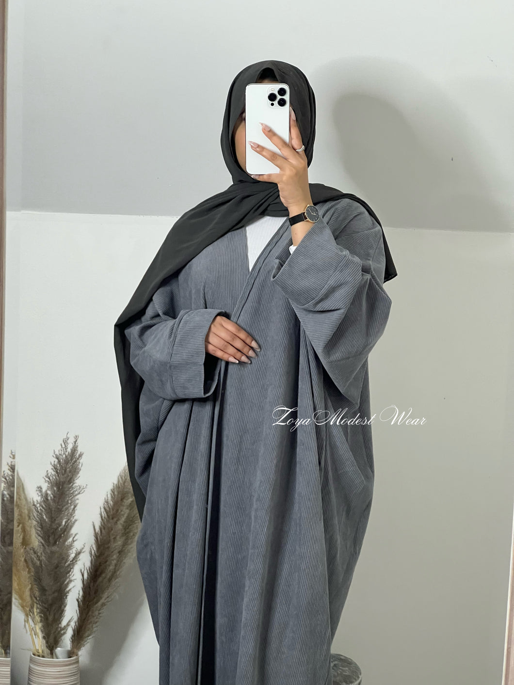 Corduroy Open Abaya