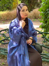 Load image into Gallery viewer, organza abaya, open abaya, navy blue abaya
