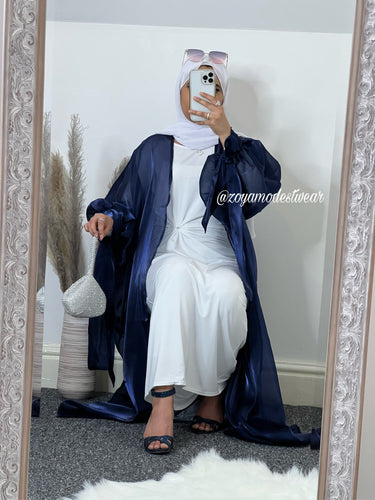 organza abaya  in navy blue