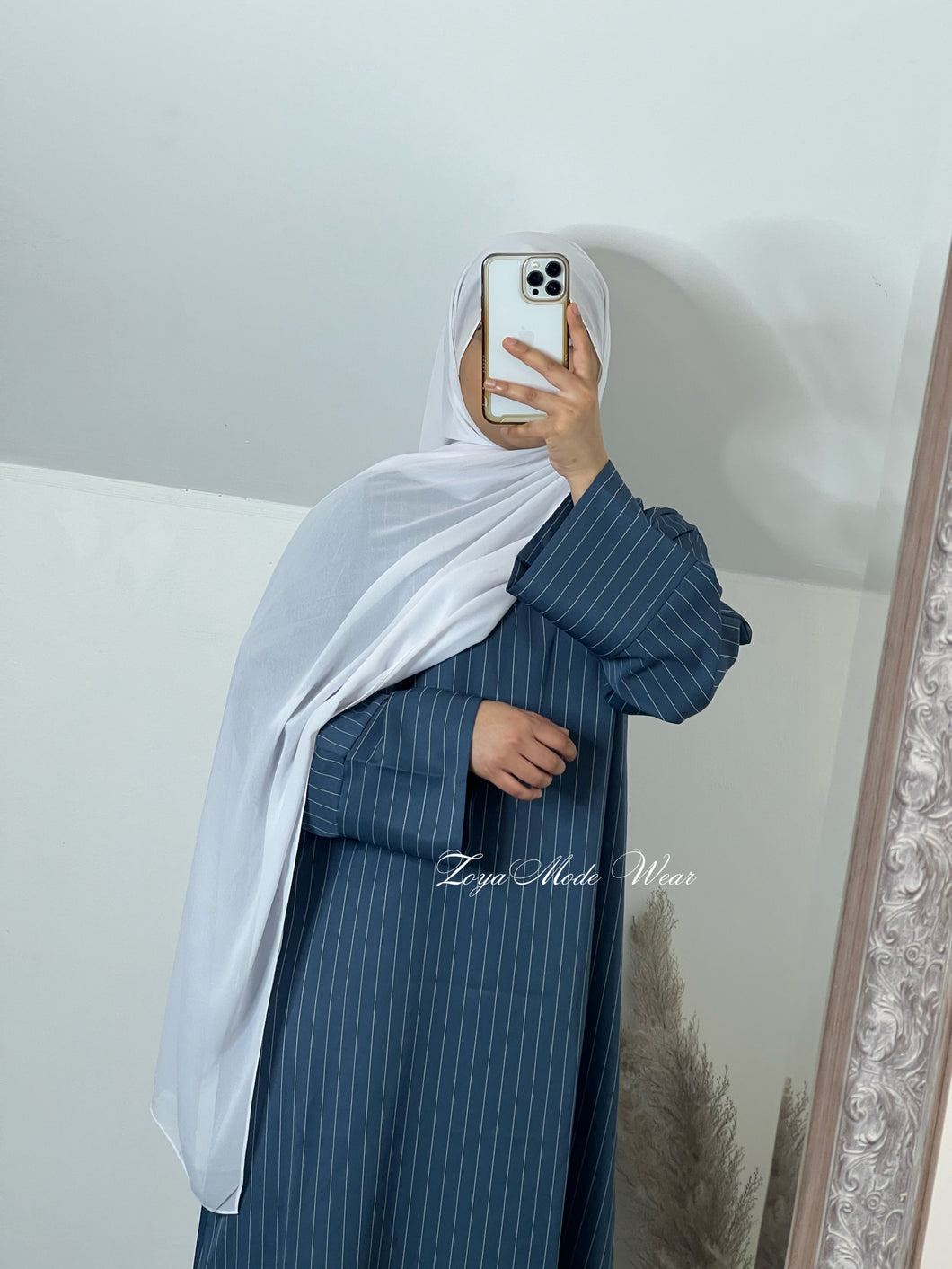 Hayaa Abaya in Dark Blue Grey