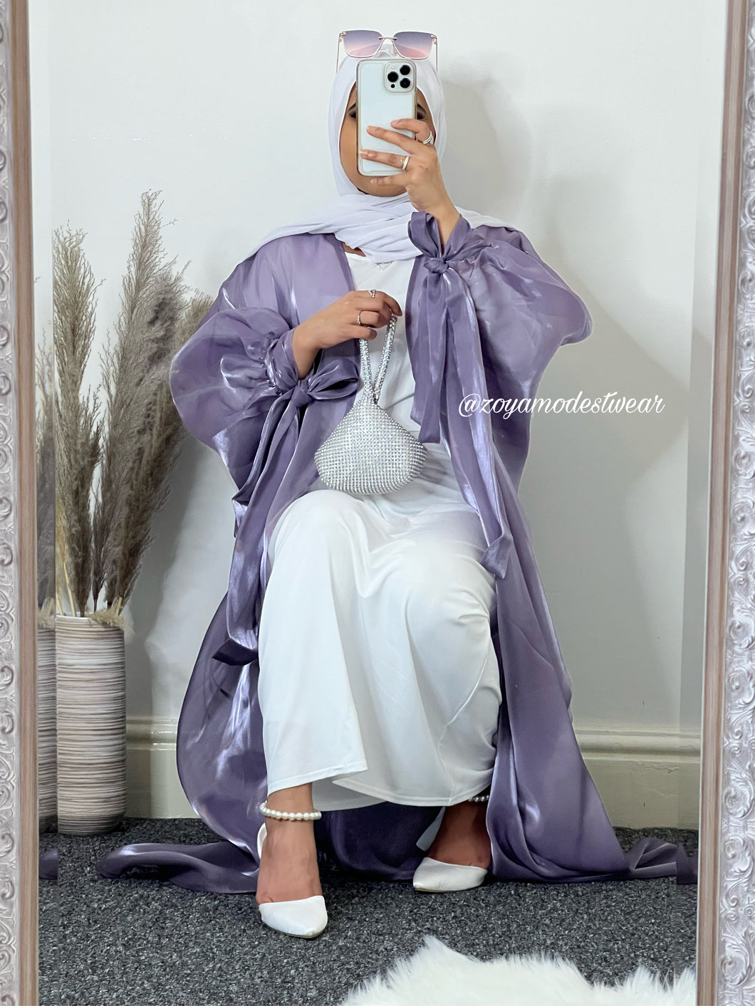 Organza Abaya in Lavender