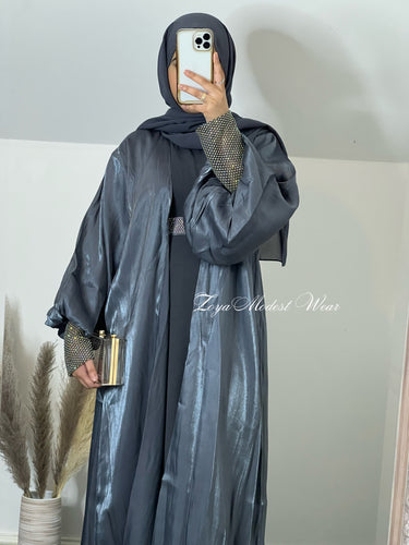 grey luxury abaya set