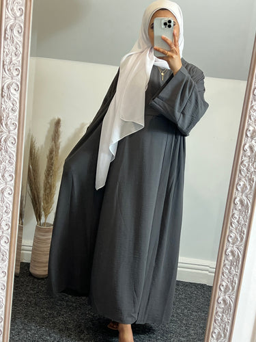 grey two piece everyday abaya